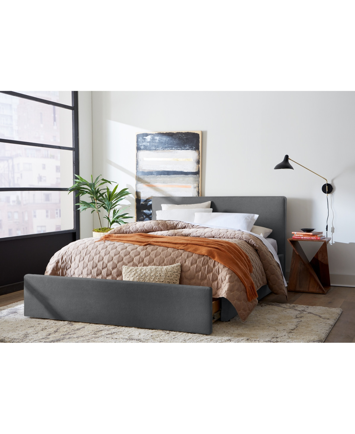 Mariley King Upholstered Storage Bed - Steel | Macy's