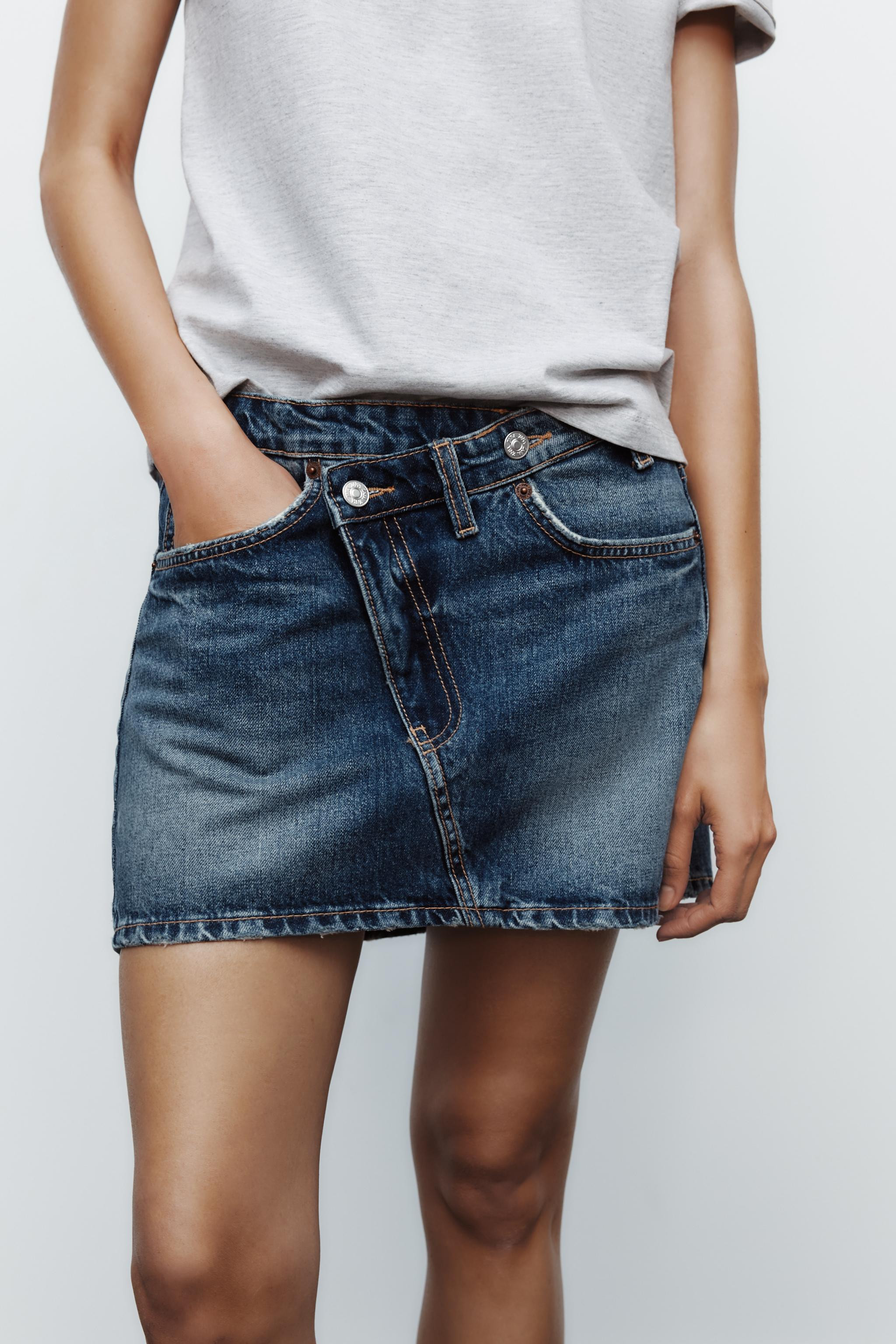 TRF CROSSOVER WAIST DENIM SKIRT | Zara US