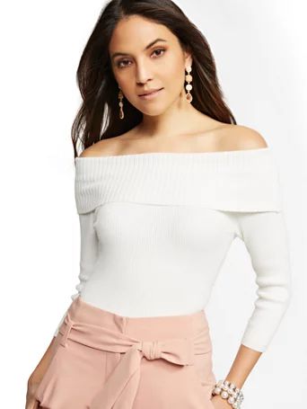 7th Avenue - Metallic Off-The-Shoulder Sweater | New York & Company