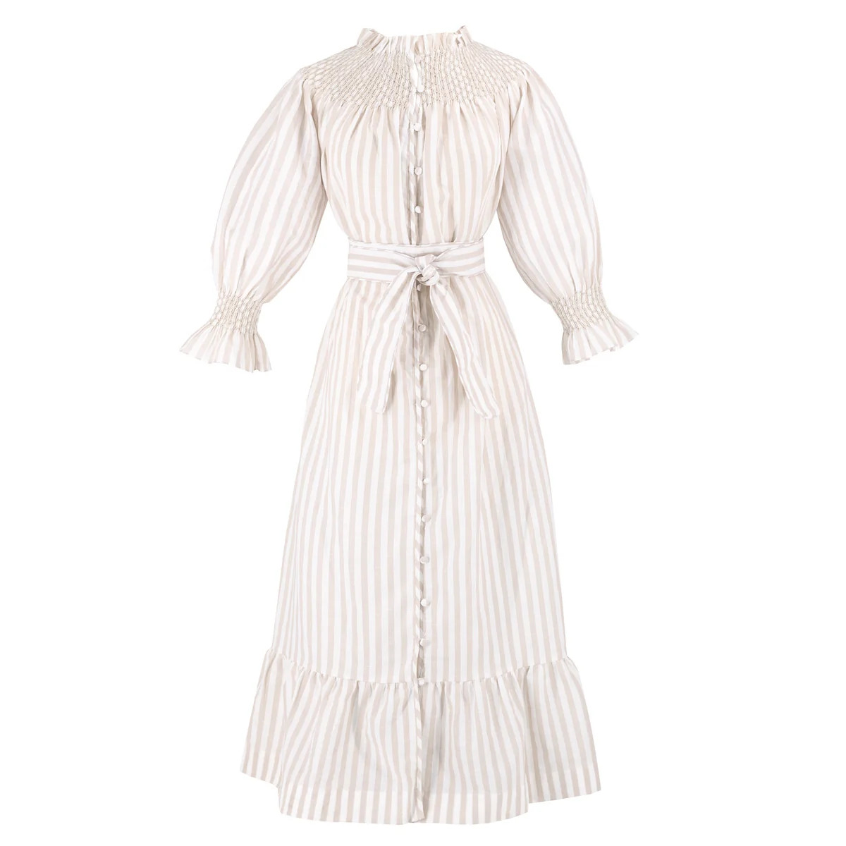 Women's Phoebe Dress - Adel Beige Stripe | Dondolo