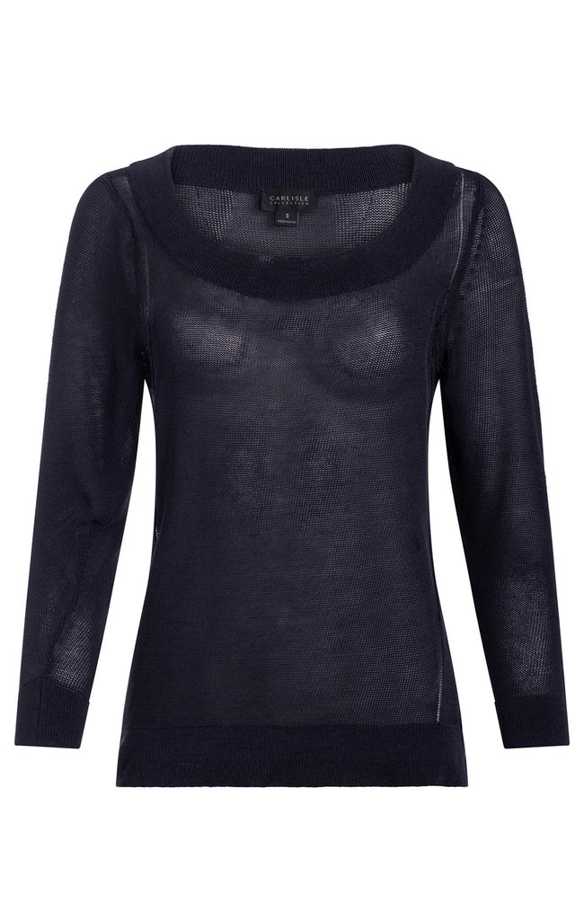 Sustainable Navy Cotton Ballet Sweater | Etcetera