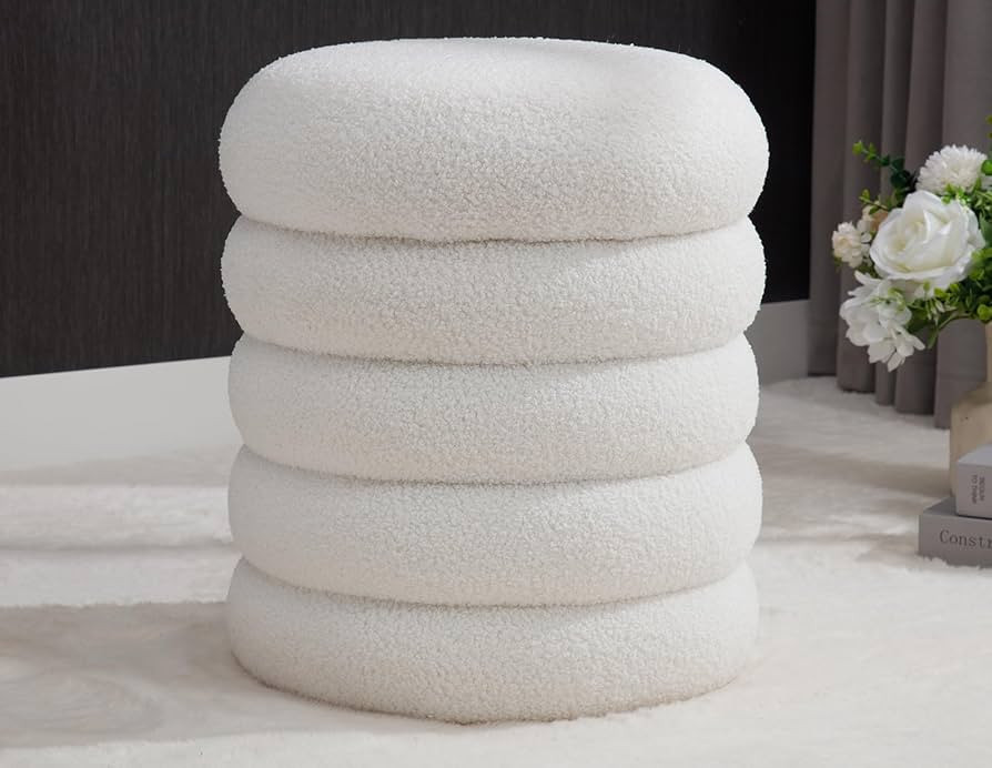 LZAREAL 15 Inch Round Storage Ottoman Modern Footrest with Soft Padded Seat, Foot Stool Vanity St... | Amazon (US)