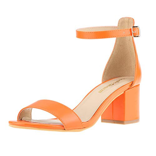 Women's Strappy Chunky Block Low Heeled Sandals 2 Inch Open Toe Ankle Strap High Heel Dress Sandals Daily Work Party Shoes Orange Size 6.5 | Amazon (US)