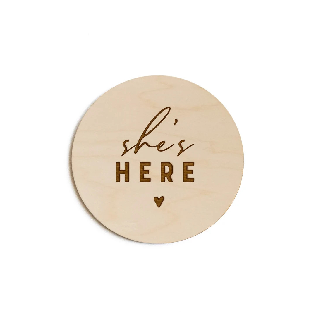 She's Here Newborn Baby Girl Announcement, Nursery Sign, Nursery Decor, Baby Shower Gift, Modern,... | Etsy (US)