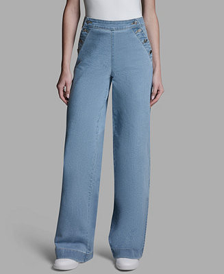 BCBG Women's Elasticated Waistband Loose Fit Sailor Jeans - Macy's | Macy's