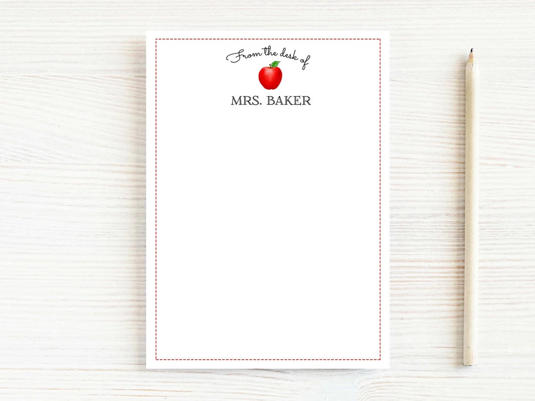 Personalized Teacher Notepad, From the Desk of Apple Notepad - Etsy | Etsy (US)