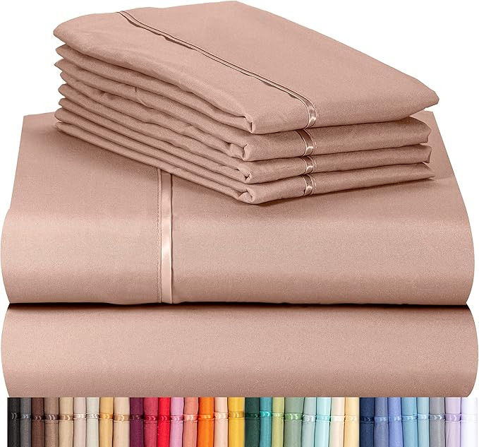 LuxClub 6 PC Sheet Set Bamboo Sheets Deep Pockets 18" Eco Friendly Wrinkle Free Sheets Machine Wa... | Amazon (US)