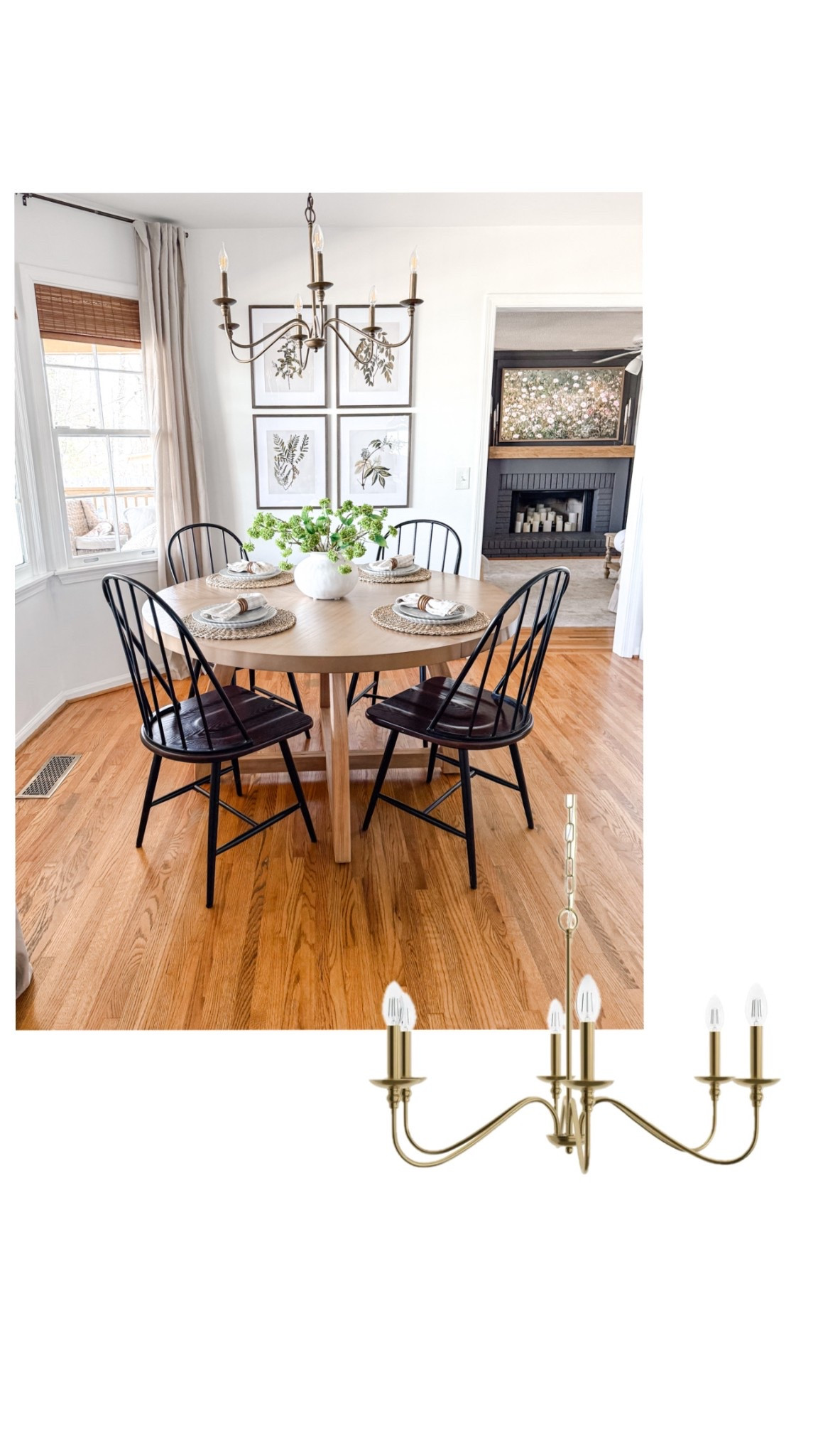 My dining chandelier

(My exact one was black… and then I used rub n buff the color European gold)… but they now have my exact one in a gold option 

Mine is the 30” diameter 

#LTKHome #LTKStyleTip