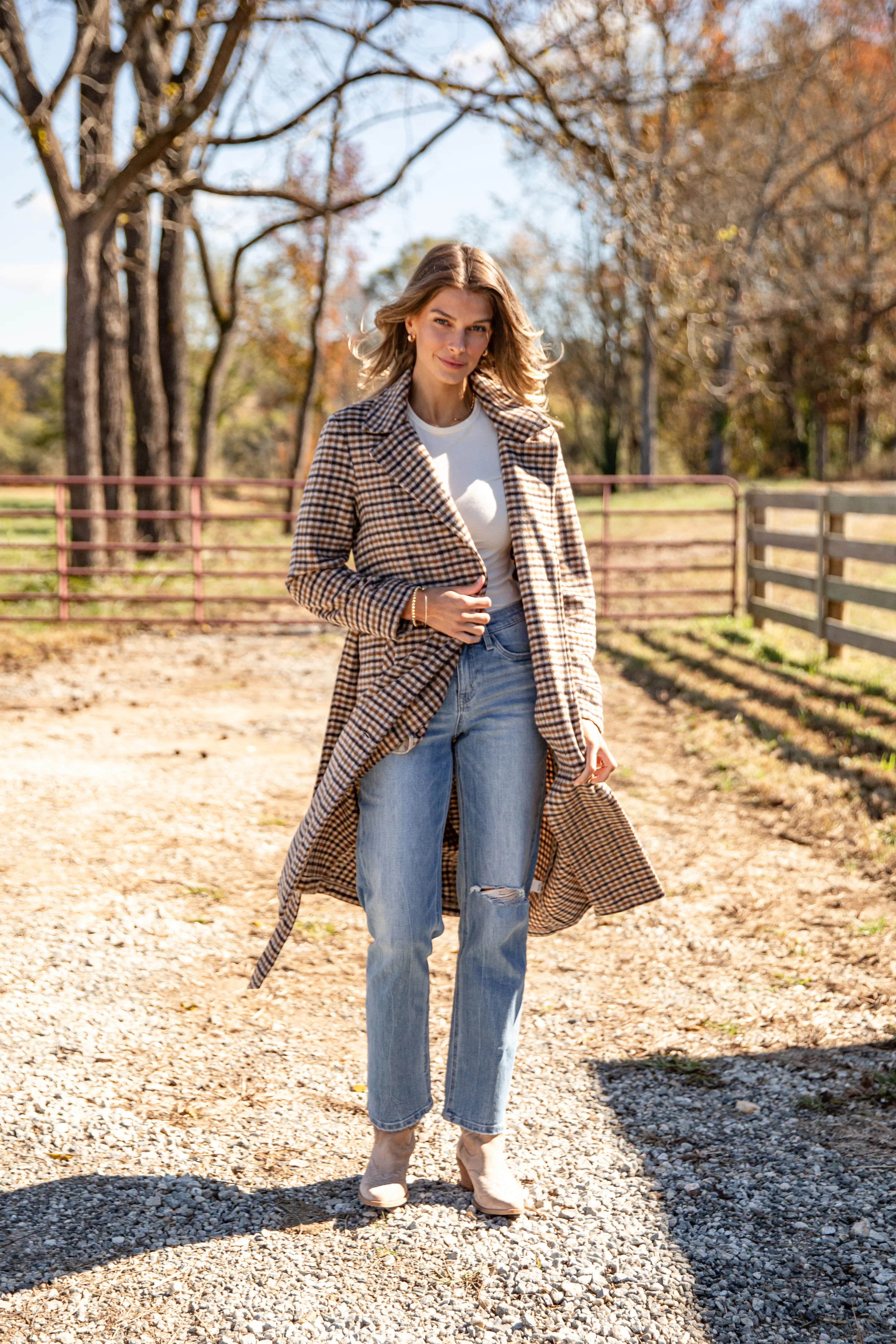 Cute Brown Plaid Trench Coat | Women's Outerwear | ShopDressUp | Dress Up