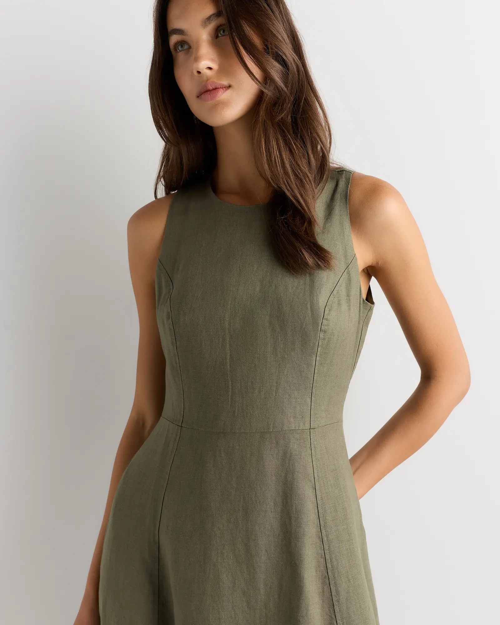 100% European Linen High Neck Midi Dress | Quince