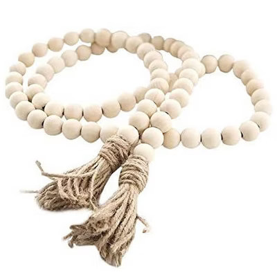 Aoibox Farmhouse Wood Bead Garland with Tassels, Rustic Country Decor, Prayer Boho Beads, Big Wall Hanging Decoration for Home | Target
