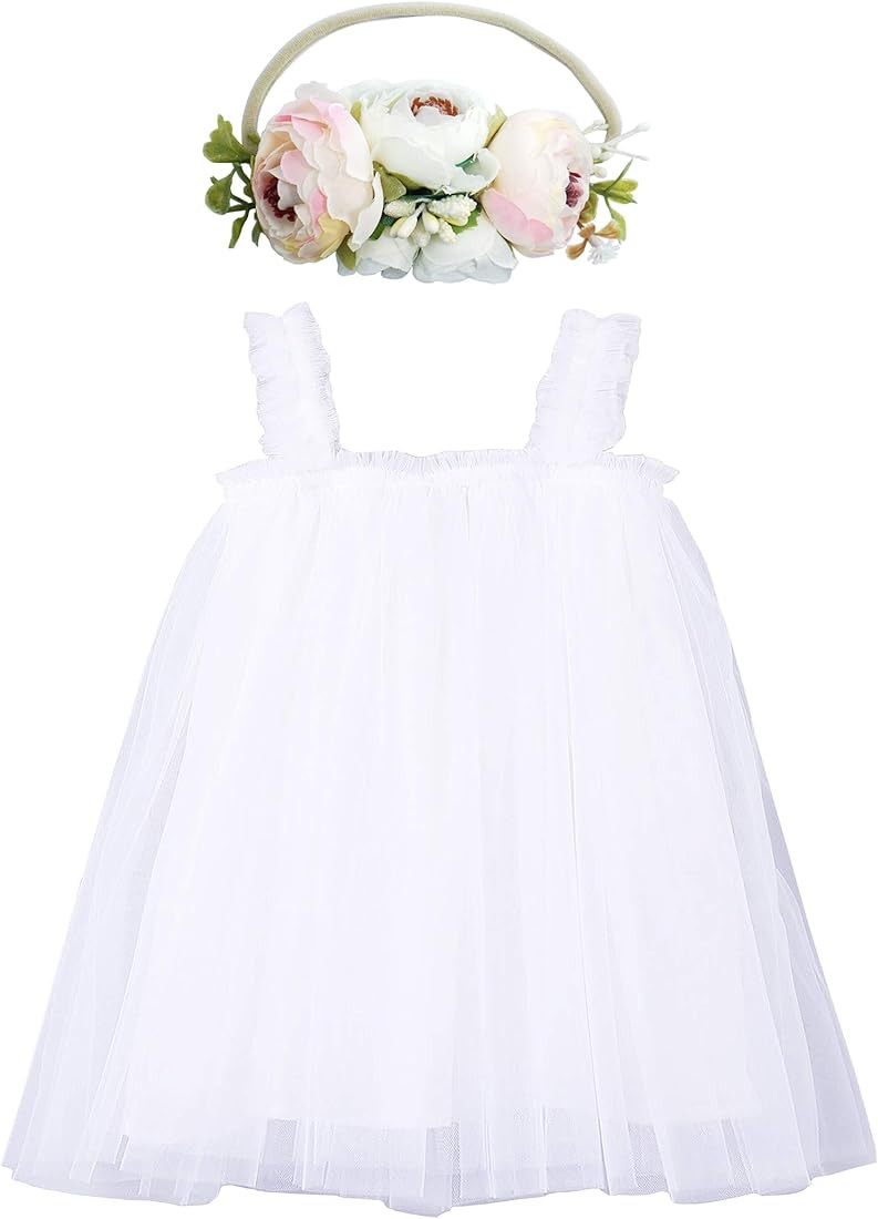 BGFKS Layered Tulle Tutu Dress for Toddler Girls,Baby Girl Rainbow Tutu Princess Skirt Set with Flow | Amazon (US)