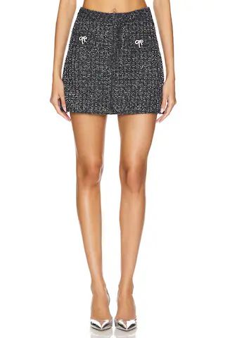 self-portrait Textured Denim Mini Skirt in Black from Revolve.com | Revolve Clothing (Global)