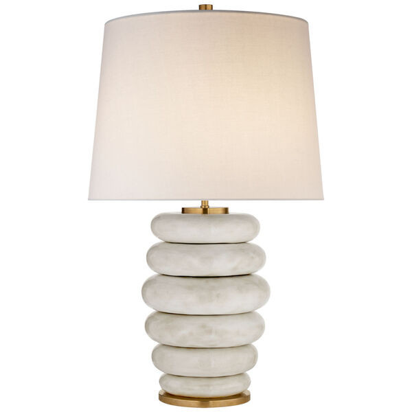 Phoebe Stacked Table Lamp in Antiqued White with Linen Shade by Kelly Wearstler | Bellacor