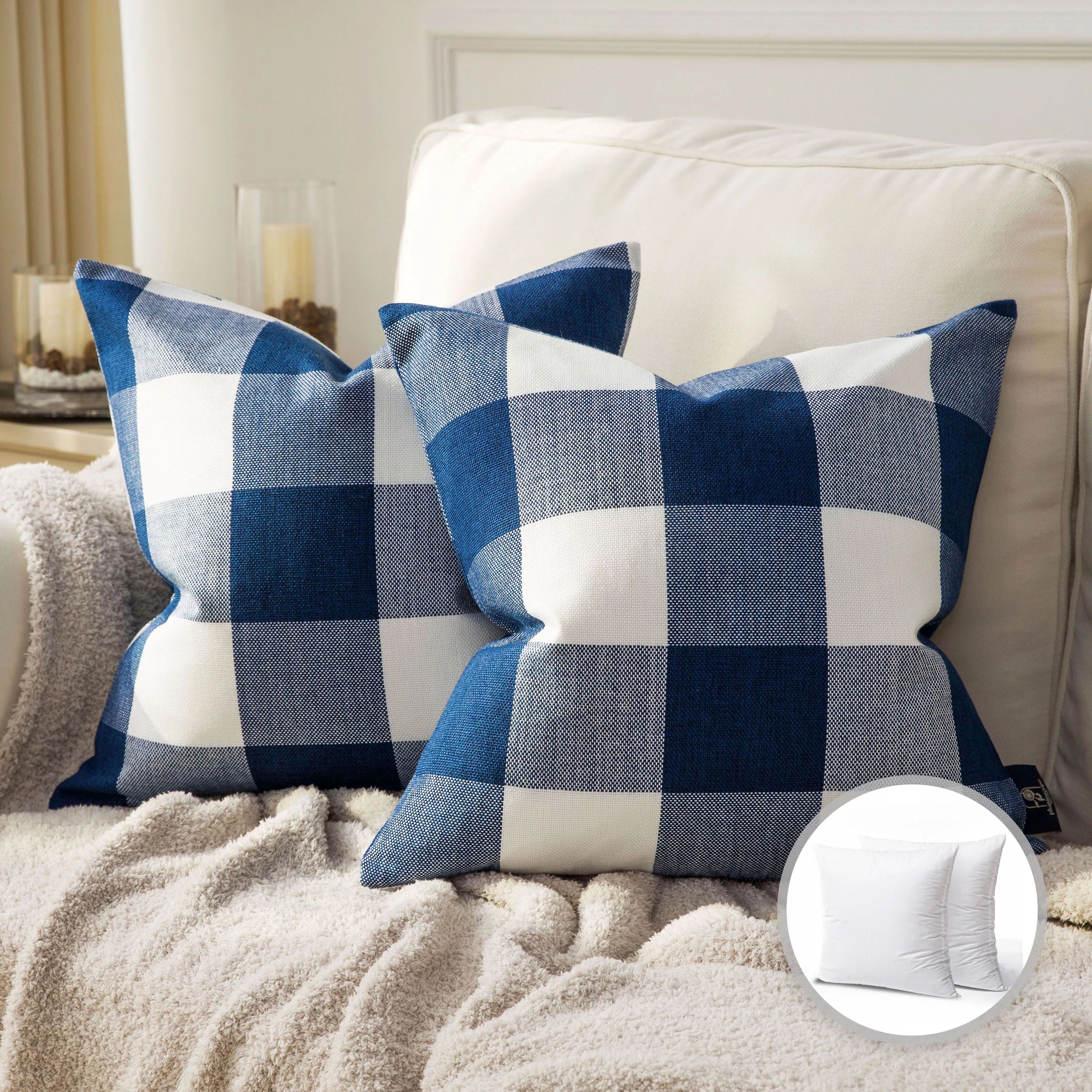 Phantoscope Buffalo Checker Plaids Series Cushion Decorative Throw Pillow, 18" x 18", Blue/White,... | Walmart (US)
