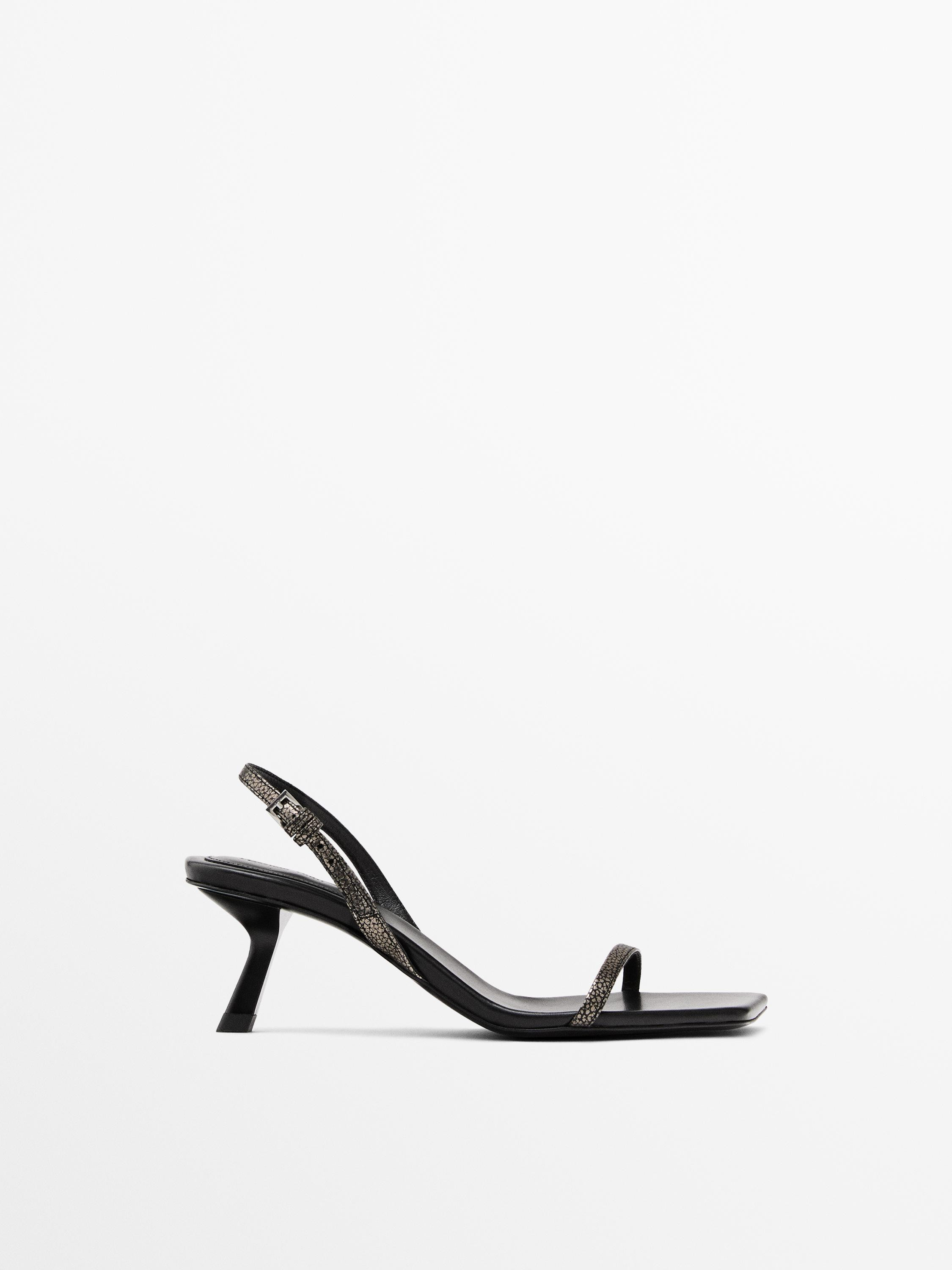 Printed heeled strappy sandals | Massimo Dutti US