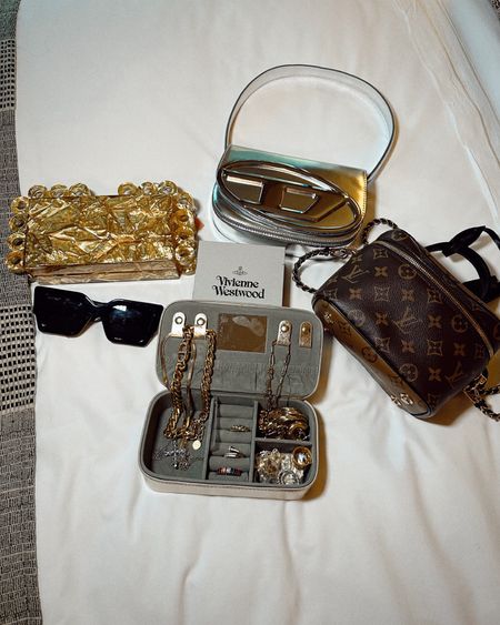 Accessories, luxury handbags, off-white sunglasses, cult Gaia clutch, Vivienne Westwood necklace, Diesel bag

#LTKstyletip #LTKFind #LTKtravel