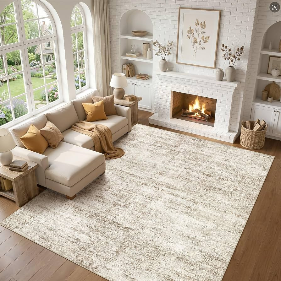 9x12 Rugs for Living Room: Washable Non Slip Soft Brown Area Rug | Amazon (US)