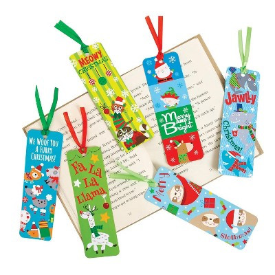 Fun Express 2" x 6" Bulk 250 Pc. Christmas Animal Multicolor Cardstock Bookmarks | Target