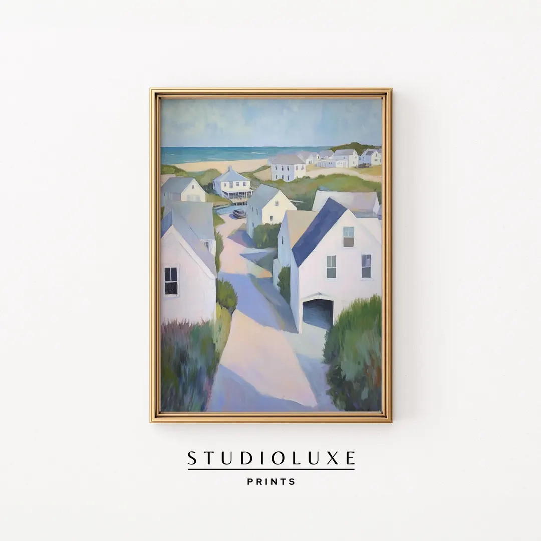 Coastal Cottages Beach Scene - Serene Seaside Path Wall Art, Perfect for Beach House Decor, Cotta... | Etsy (US)