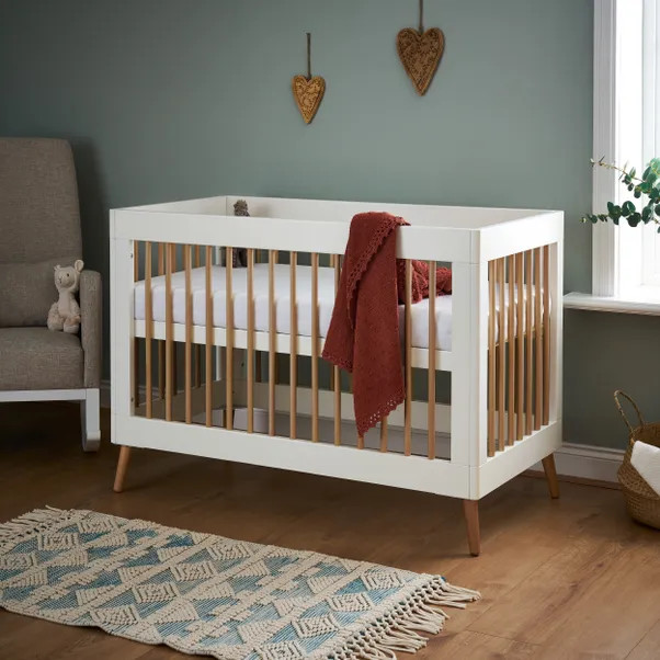 Obaby Maya Mini Cot Bed, White & Natural Pine | Dunelm (migrated)