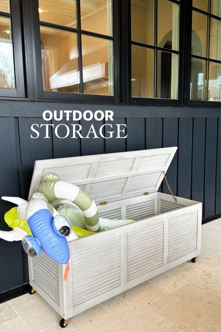 Outdoor storage on wheels- perfect for toys & towels! It was a bit smaller than I expected, so check dimensions and make sure it works for your space! 

#LTKstyletip #LTKhome #LTKsalealert