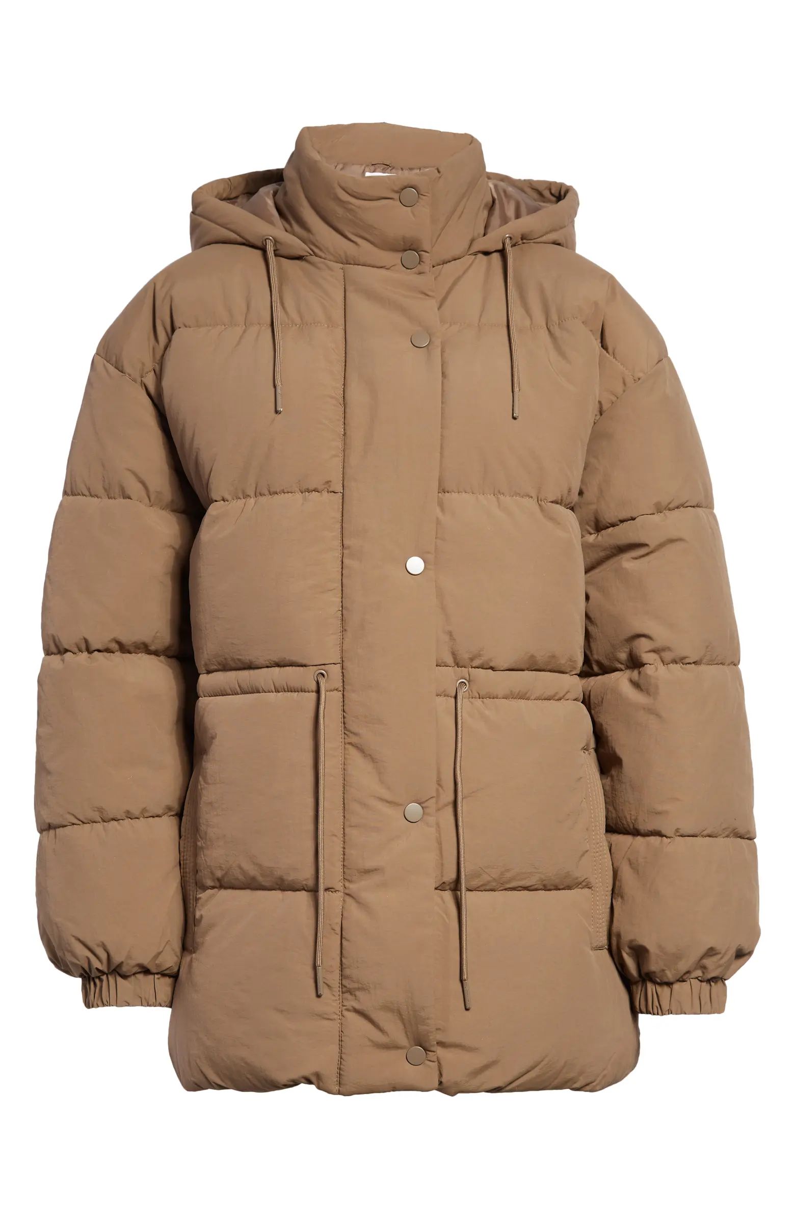 Topshop Tie Waist Puffer Coat | Nordstrom | Nordstrom