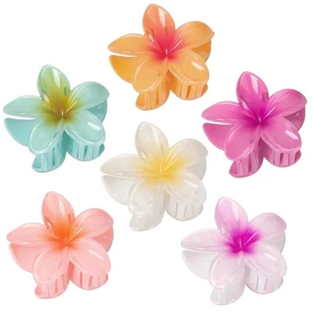 6 Pcs Flower Hair Claw Clips for Women, Hawaiian Hibiscus Flower Hair Clips, Summer Beach Essentials Hair Accessories | Walmart (US)
