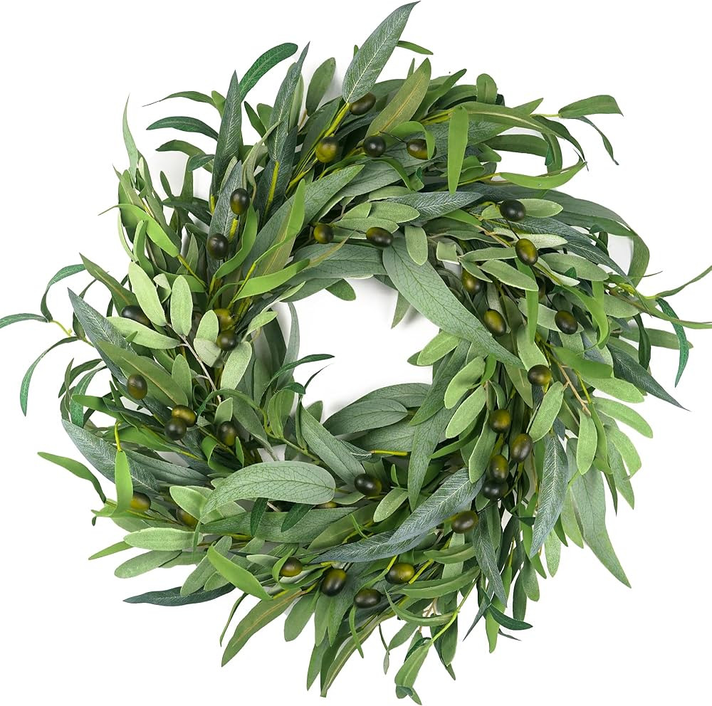 Olive Wreath for Front Door 22 inch, Greenery All Season Wreath with Olive Leaf Fruit, Home Decor... | Amazon (CA)