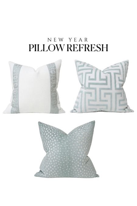 Pillow refresh, spring pillows, aqua blue and white pillow covers, fretwork, Greek key, sophisticated decor, living room, bedroom update 

#LTKFind #LTKhome #LTKstyletip