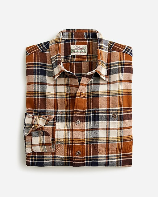 Slim midweight brushed flannel workshirt in regenerative cotton | J. Crew US