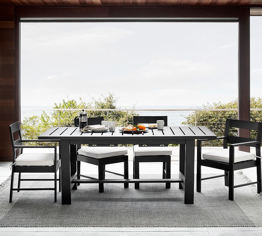 Malibu Metal Extending Black Dining Table + Chair Dining Set | Pottery Barn (US)
