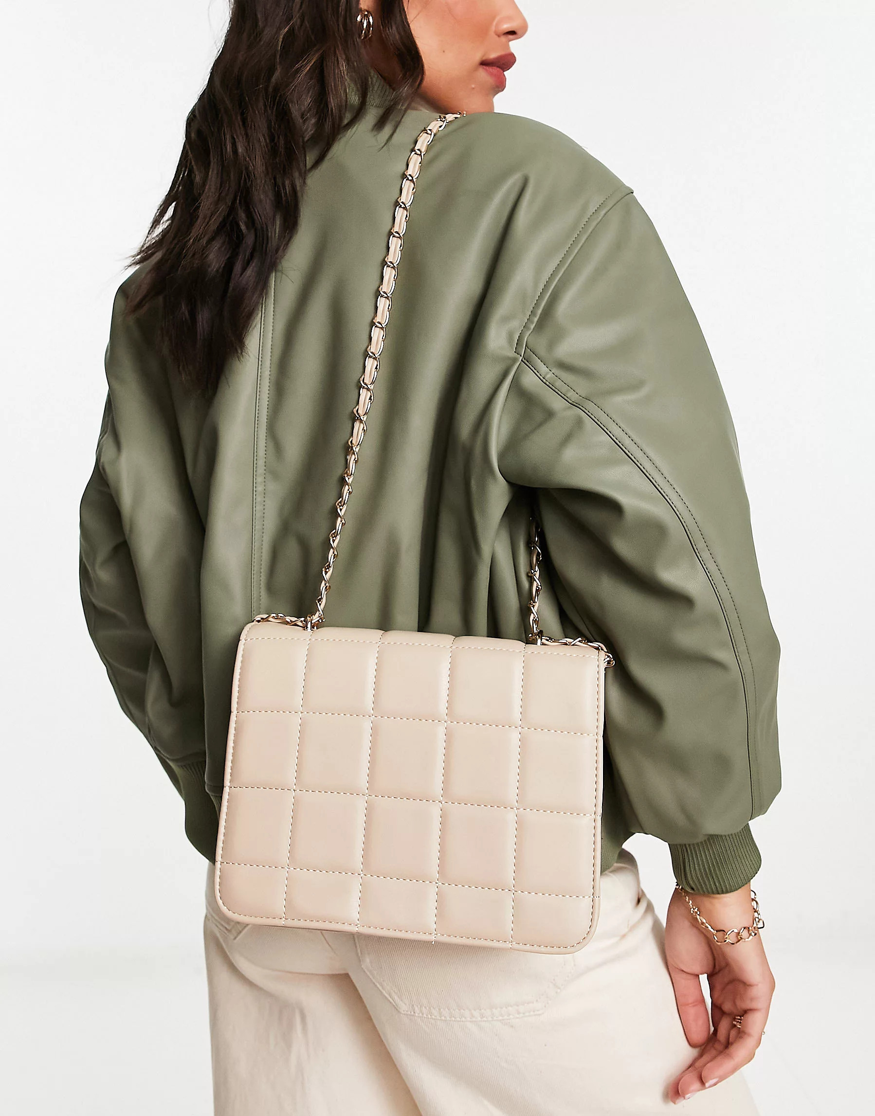 French Connection quilted crossbody bag in taupe | ASOS (Global)