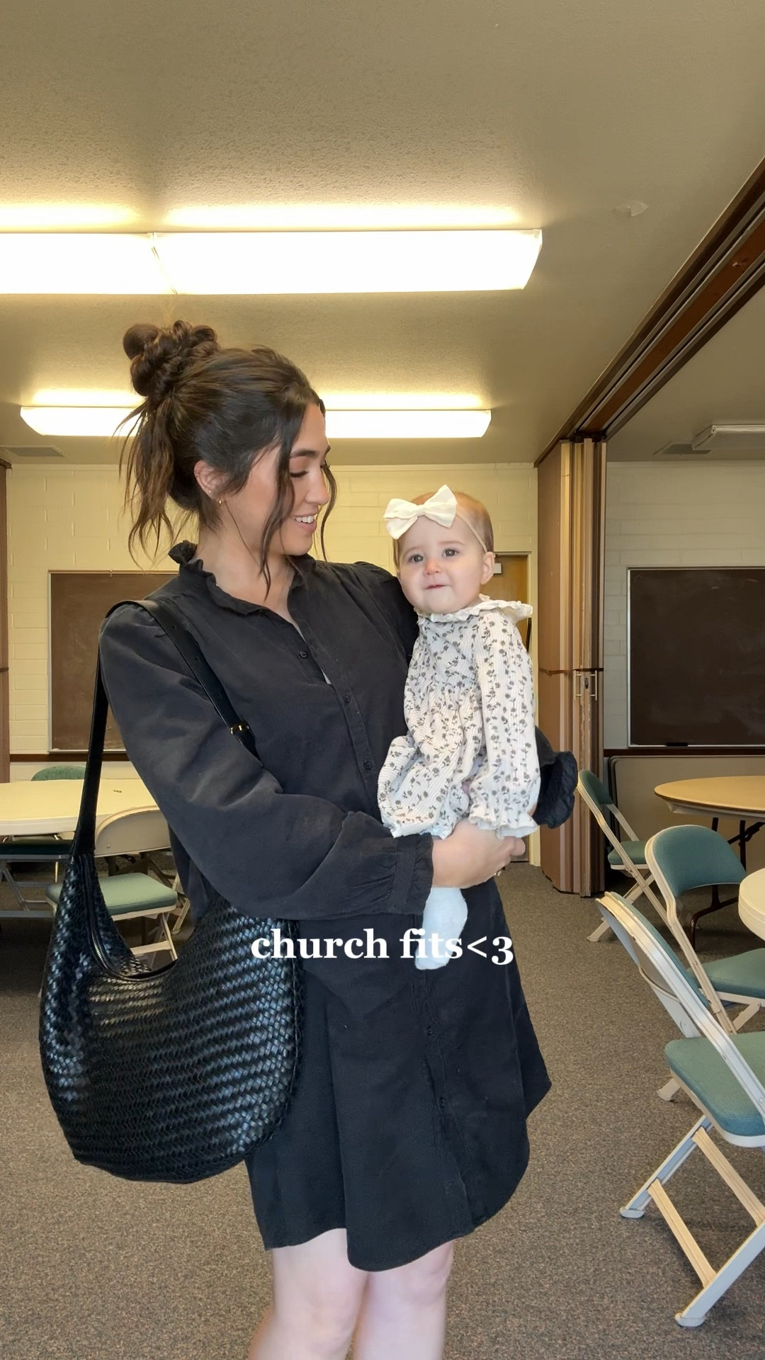 My dress and shoes are old from h&m so I can’t link them! My baby’s dress is SHEIN and it’s surprisingly great quality. And THIS BAG?! So cute and a perfect size to fit some baby things and personal items🩷