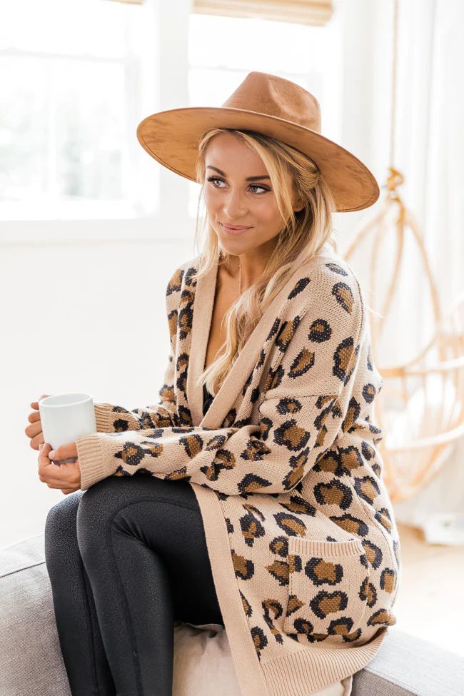 Playful Personality Beige/Black Animal Print Cardigan | The Pink Lily Boutique