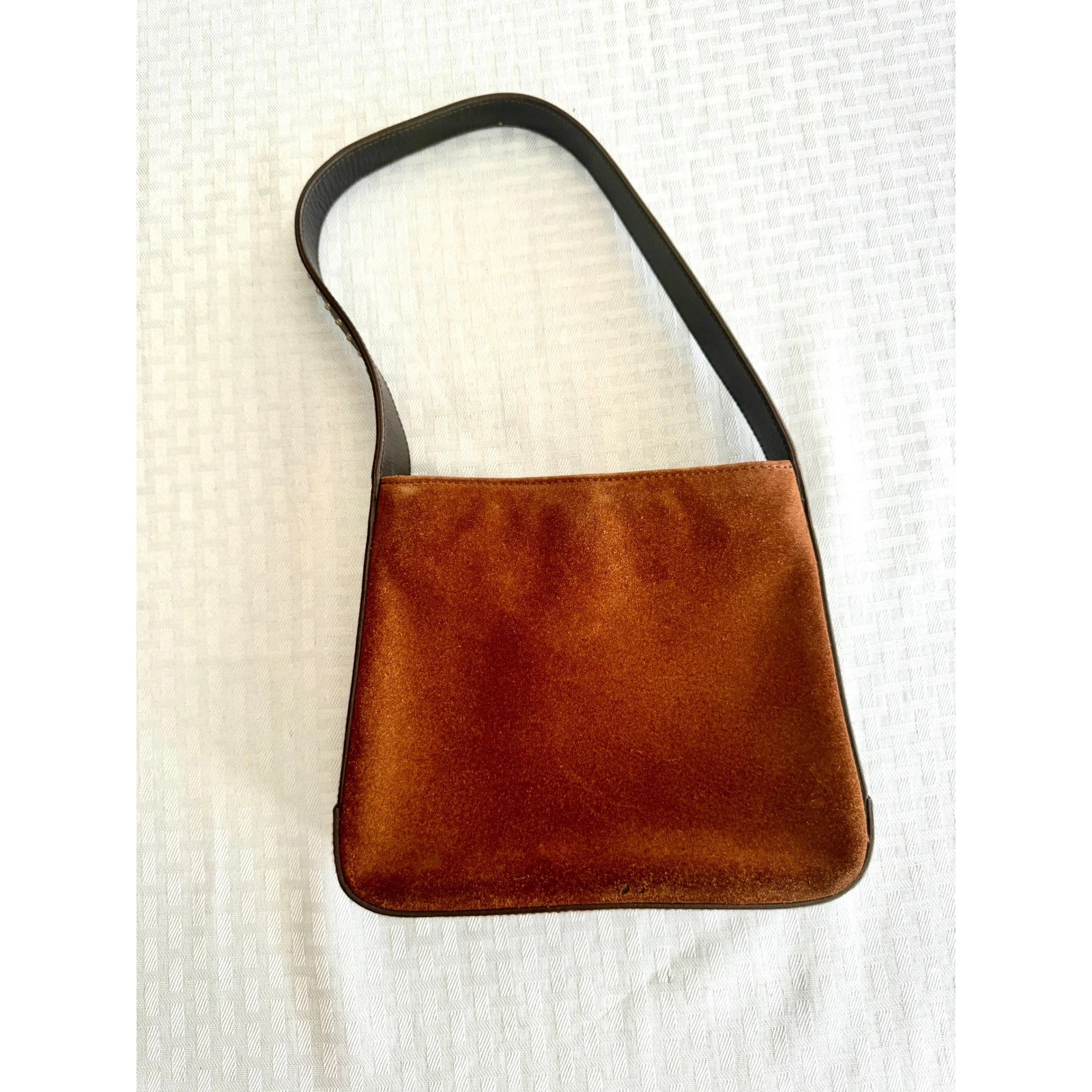 Ralph Lauren Vintage Suede Shoulder Bag Cognac Brown Studded Leather Trim Y2K | eBay | eBay US
