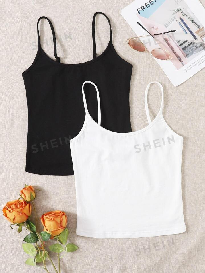 SHEIN EZwear 2 Pack Crop Cami Top | SHEIN