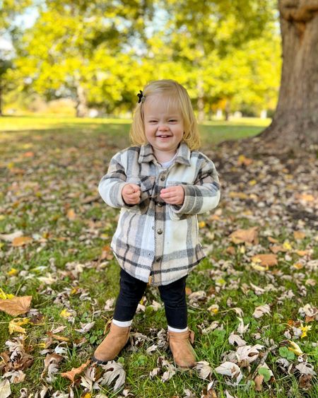 the cutest baby plaid flannel shacket jacket for fall! it’s neutral so it’s a great fall baby girl jacket or baby boy jacket.

brown fall booties have bows on sides and are adorable for baby girl! even have her cute non slip bottom boot socks tagged.

overall one of our favorite fall outfits!

toddler style
neutral style
fall outfit
fall fashion

#LTKbaby #LTKSeasonal #LTKsalealert