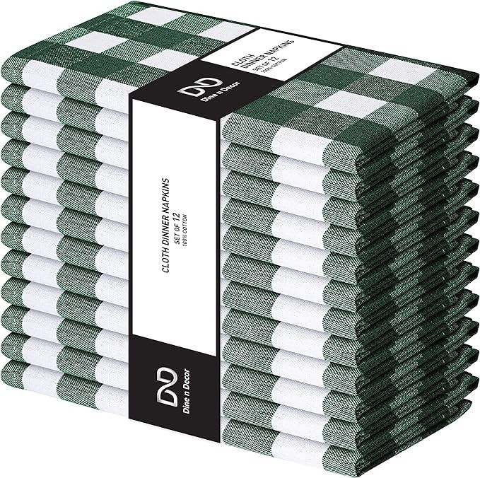 Dine n Decor Buffalo Plaid Cloth Napkins 100% Cotton - Ideal for Events Wedding Christmas Easter ... | Amazon (US)