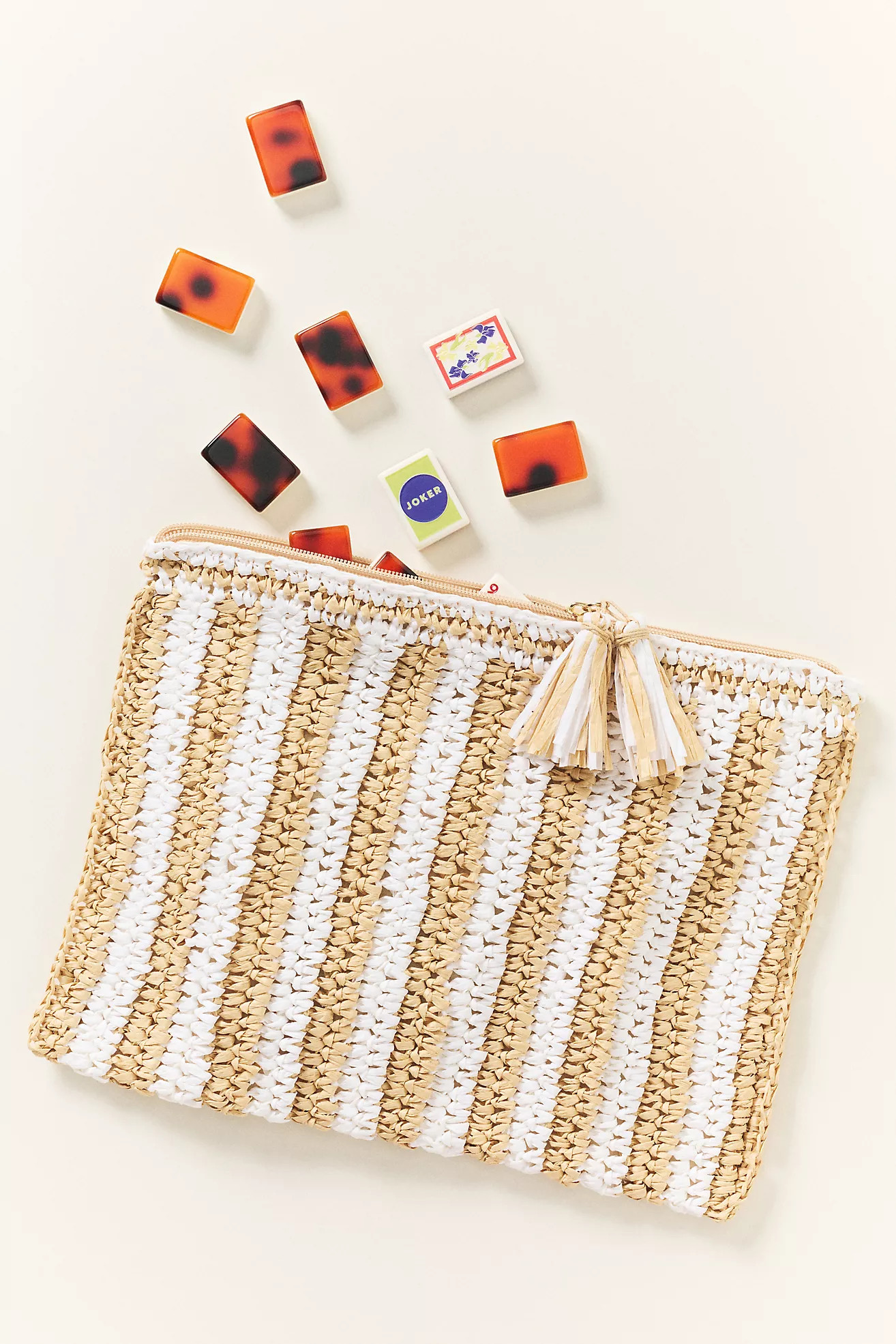 The Mahjong House Raffia Mahjong Bag | Anthropologie (US)