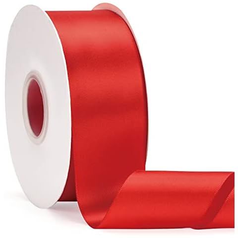 TONIFUL 2 Inch x 25 Yards Wide Red Satin Ribbon Solid Fabric Ribbons Roll for Valentine's Day Cra... | Amazon (US)