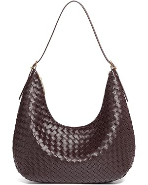 Shoulder Handbag for Women - Woven Hobo Bag Large Vegan Leather Purse Crescent Bag for Work Trave... | Amazon (US)