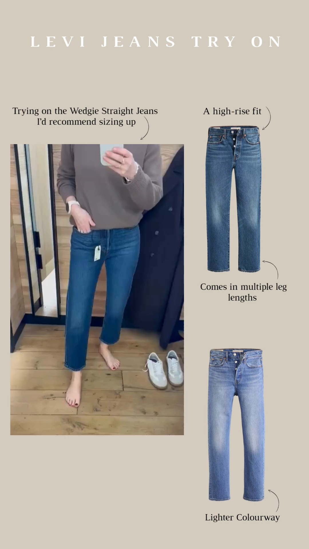 Trying on the Wedgie Levi Jeans that come in multiple leg lengths, I found that sizing up in these Jeans gave me the best fit!  

Wardrobe Staples, Denim Jeans, Straight Leg Jeans, Wardrobe Staple, Wardrobe Investment, Capsule Wardrobe  

 #LTKuk #LTKwinter #LTKjeans