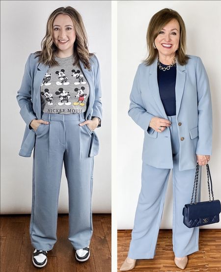 For this edition of “How to Wear it at Any Age” we’re combining two of the biggest trends this season: suits and light blue. And we love them both.

Jen styled her suit in a fun, modern way, while Dianne stuck to her more traditional “work roots”. The great part is the suit will work for both of us.

The  suit pieces are separates which is great. It helps to get the perfect fit!

#LTKstyletip #LTKfindsunder100 #LTKSeasonal