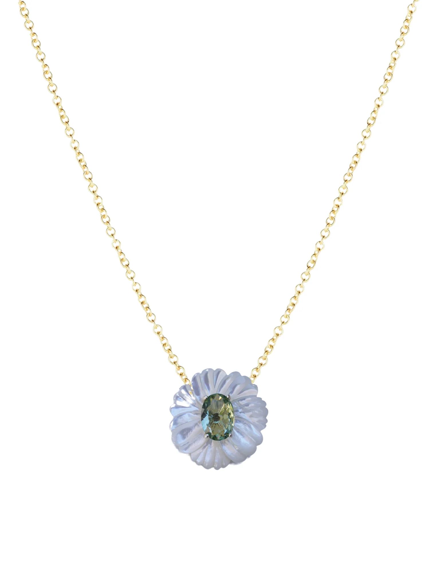 Mother of Pearl + Sage Necklace | Nicola Bathie Jewelry