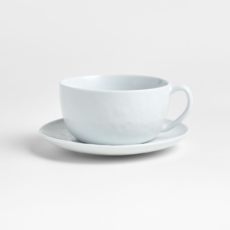 Mercer 13-oz. White Porcelain Cappuccino Cup and Saucer + Reviews | Crate & Barrel | Crate & Barrel