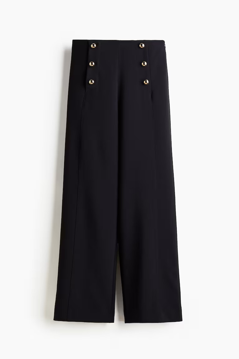 Button-front twill trousers | H&M (UK, MY, IN, SG, PH, TW, HK)