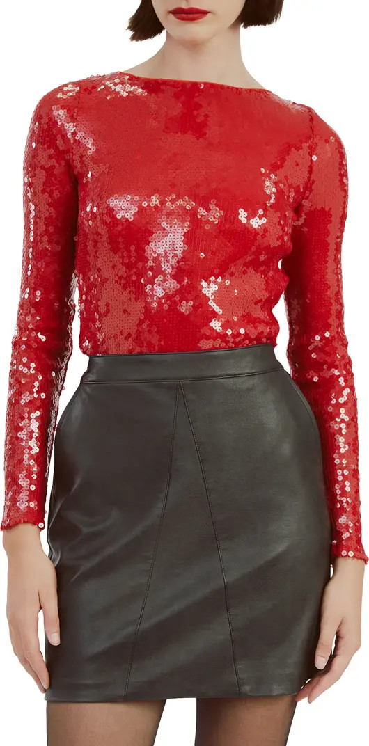 Brenna Sequin Open Back Bodysuit | Nordstrom