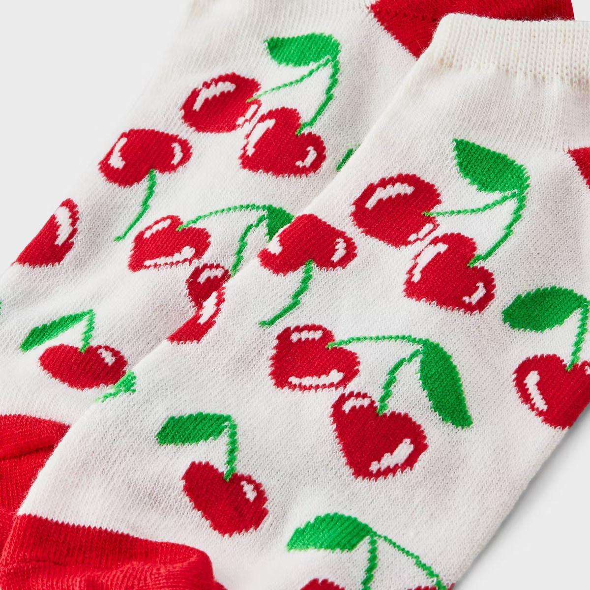 Women's Cherries Valentine's Day Low Cut Socks - Cream/Red 4-10 | Target