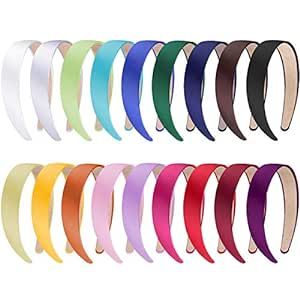 SIQUK 18 Pieces Satin Headbands 1 Inch Wide Non-slip Headband Colorful DIY Headbands for Women an... | Amazon (US)